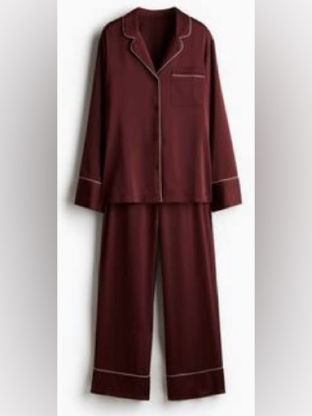 H&M Satin Pajama Set in Burgundy